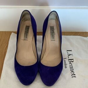 ** BLUE LK BENNETT SUEDE HIGH HEELS ** SIZE 38